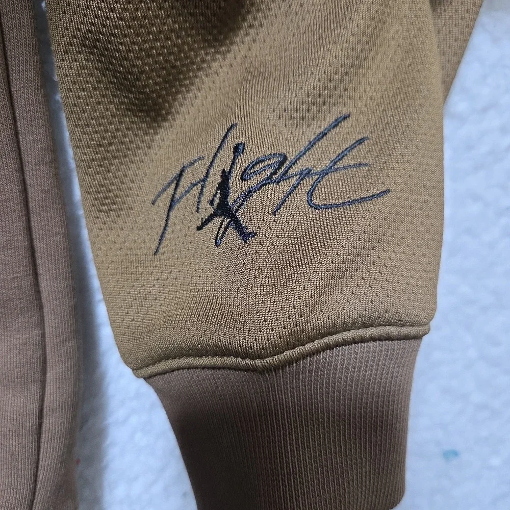 Y2K Nike Jordan Flight Hoodie Zip Up Mens 2XL Brown Embroidered Logo